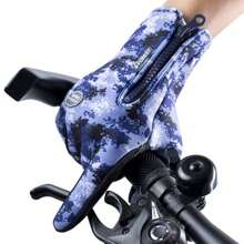 Găng tay đi xe đạp Giường đôi Ngón tay Mùa Đông Ấm áp Không thấm nước Găng tay xe đạp Cho nam giới NỮ Ngụy trang Màn hình cảm ứng Xe đạp Găng tay Leo núi Găng tay  chạy Găng tay - Màu xanh lam - Xem 6