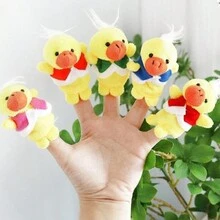 5pcs Duckling Finger Puppet & 6pcs Cute Plush Storytelling Finger Puppet Set, Classroom Toy, Preschool Animal Hand Puppet - Yellow - View 5