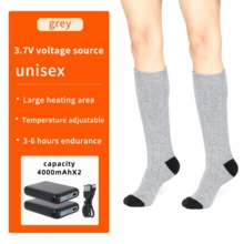 Electric Heated Ski Socks Gray Color Electrically Heated Socks With Adjustable Temperature, One Pair, Including 2pcs Of 4000mah Large Capacity Batteries, Can Last For 4-9 Hours, Suitable For Outdoor Activities Like Work, Skiing, Hiking In Winter - Grey - View 4