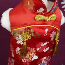 中式風格流蘇迷你旗袍裙 - 紅色 - 查看 4