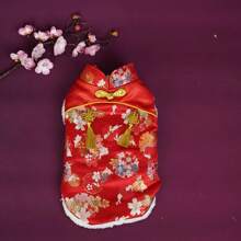 中式風格流蘇迷你旗袍裙 - 紅色 - 查看 2