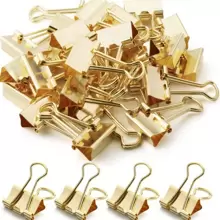 Set de clips de papelería de color dorado: Clip de cola larga, clip de pez, clip de barril - Artículos escolares, Regreso a clases, Útiles escolares