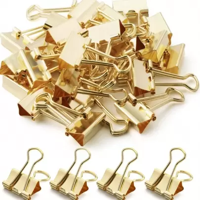 ชุดคลิปเครื่องเขียนสีทอง: คลิปหางยาว, คลิปปลา, คลิปทรงกระบอก กลับสู่โรงเรียน, อุปกรณ์การเรียน