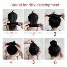 2件装 女童丸子头发髻神器 儿童爆圈发髻工具 蓬松花蕾头扎发饰 女宝宝发髻棒 (两支装) - 黑色 - 查看 10