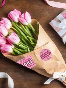 100入組脆弱運輸標籤貼紙：郵寄信封、紙箱、棧板不要折疊或掉落,易撕裂強黏性 - 彩色 - 查看 7