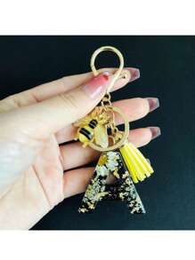 1pc A-Y Initial Keychain, Cute Daisy & Bee Resin Keyring, Suitable For Hanging On Bags, Backpacks, Cars, Great Gift For Women And Girls, Also For Valentine's Day - Multicolor - View 12