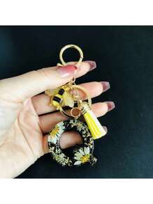 1pc A-Y Initial Keychain, Cute Daisy & Bee Resin Keyring, Suitable For Hanging On Bags, Backpacks, Cars, Great Gift For Women And Girls, Also For Valentine's Day - Multicolor - View 26