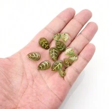 50入/批金色綫綠葉子吊墜亞克力墜子,diy家居手工藝品製作,髮夾手鏈耳環項鍊聖帕特裡克節裝飾 - 綠色 - 查看 4