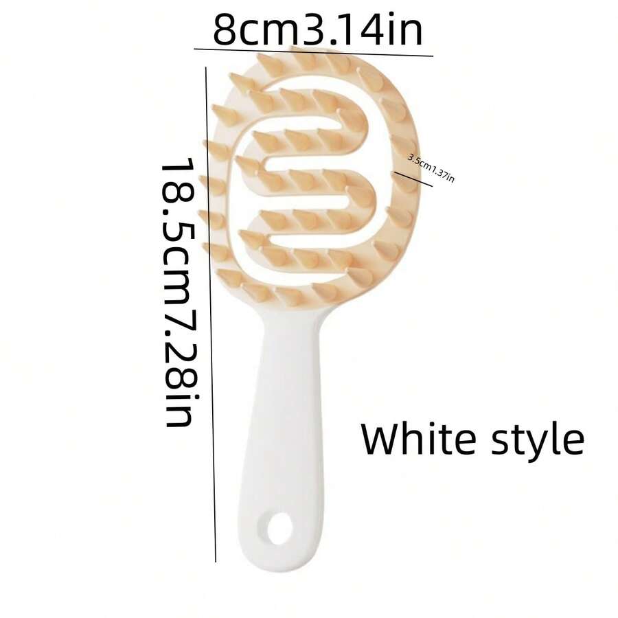1個中空手柄洗髮梳,按摩梳,柔軟矽膠設計,緩解頭皮癢癢,清潔頭皮洗髮工具 - 白色 - 查看 1