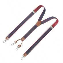 Suspenders For Men Wedding 2.5cm Wide Y-Back Hook Suspender Tall Adjustable Elastic Striped Trouser Braces Straps - Multicolor - View 12