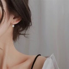 1入組925純銀耳環,女性簡約優雅的熔岩小圓盤耳釘,甜美銀寶珠飾品,新品上市 - 銀色 - 查看 5