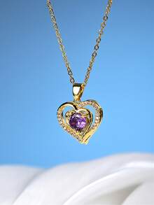 1 件多色金屬銅鑲嵌水鑽花朵吊墜項鍊,適合情人節、情侶和朋友禮物,適合女士日常佩戴 - 彩色 - 查看 9