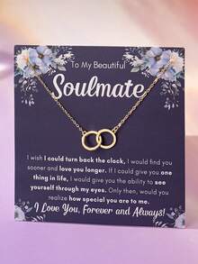 1件双圈精致项链，礼品卡包装项链，送给姐妹、闺蜜、妻子、女友的礼物，情人节、母亲节项链礼物，母女项链 - 金色 - 查看 9