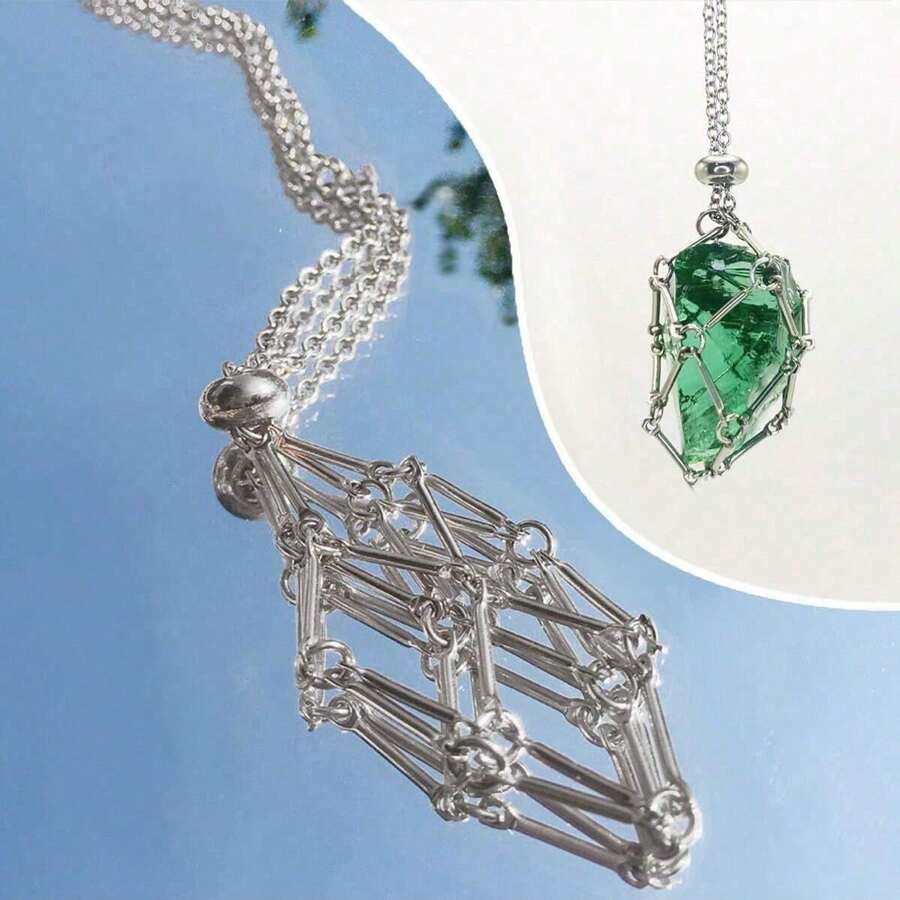 Pha lê Giá đỡ Lồng Dây chuyền Pha lê Thay đổi cho nhau được Thép không gỉ Lồng Mặt dây pha lê Dây chuyền Thạch anh Đá quý Phụ kiện trang sức DIY Đối với phụ nữ Nam - Bạc - Xem 1