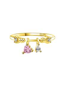 ORSA JEWELS 1 pieza Anillo de plata de ley 925 con diseño de de corazón corte circonita dulce y de moda para mujer, joyería de dedo para fiesta de boda, regalo de fiesta, Navidad, Año Nuevo, cumpleaños, aniversario, Día de San Valentín