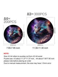 1pc Set Of Interesting Asymmetric Wood Block Beautiful Cool Cat Pattern Adult Unzip Toy Home Party Decoration Hanging Picture Wooden Puzzle - Multicolor - View 2