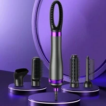 5-In-1 Hair Dryer Brush Comb Styler For Straightening And Curling, Slouchy Hair Styling Tool - Black - View 4