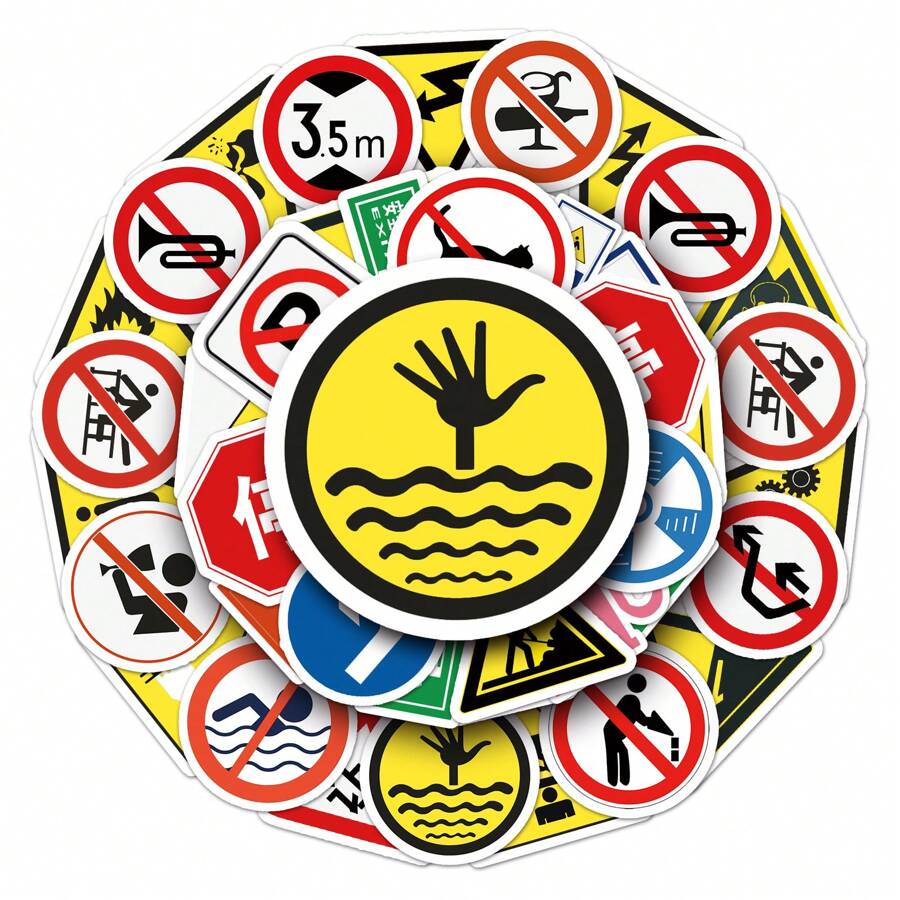 50 Road Signs Cartoon Stickers Luggage Laptop Suitcase Car Waterproof Graffiti Stickers - Multicolor - View 1