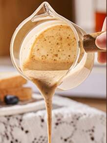 1pc Wooden Handle Espresso Cup, 1pc Double-Spouts Glass Measuring Cup With Dual-Scale, 1pc V-Shaped Espresso Cup, Transparent Glass Espresso Accessories, Milk Frothing Pitcher - Transparent - View 4