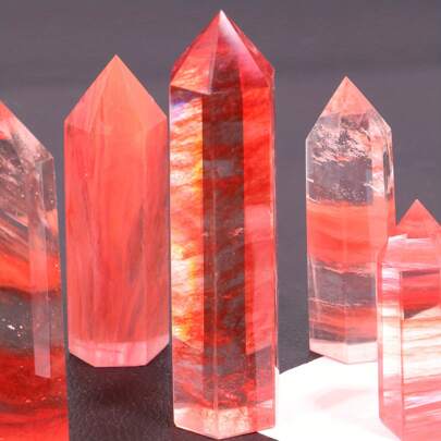 1pc Red Carnelian Point Crystal Quartz Obelisk Healing Mineral Specimen Wands And Crystals For Energy