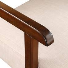 2-Piece Fabric Accent Chair Set With Round Wood Table, Mid-Century Modern Slipper Chair - 米色 - 查看 4