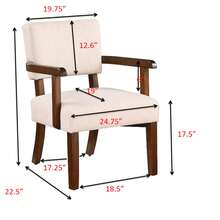 2-Piece Fabric Accent Chair Set With Round Wood Table, Mid-Century Modern Slipper Chair - 米色 - 查看 3