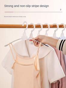 Foldable Slip-Resistant Clothes Hanger For Dormitory, Adults, Kids, Plastic Seamless Clothes Support - Grey - View 6