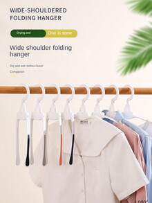 Foldable Slip-Resistant Clothes Hanger For Dormitory, Adults, Kids, Plastic Seamless Clothes Support - Grey - View 1