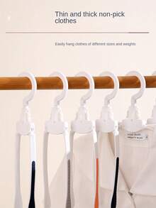 Foldable Slip-Resistant Clothes Hanger For Dormitory, Adults, Kids, Plastic Seamless Clothes Support - Grey - View 7