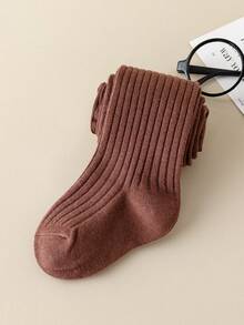 1pc Girl's Solid Color Tights For Daily Wear - Brown - View 6