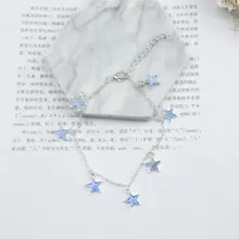 Women Luminous Blue Star Tassel Anklet Luminous Star Bracelet - Silver - View 5