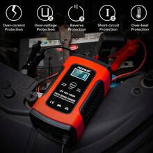 12V 5A Car Battery Charger LCD Display Full Automatic Intelligent Battery Chargers Multiple Protection Pulse Repair EU Plug - Red - View 5