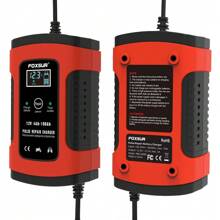 12V 5A Car Battery Charger LCD Display Full Automatic Intelligent Battery Chargers Multiple Protection Pulse Repair EU Plug - Red - View 2