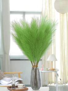 10入/20入人造蘆葦,55cm/21.65in高毛絨假草,適合作為地花瓶填充物的大型普通稈木枝,在家廚房波希米亞風格裝飾,房間裝飾,婚禮派對裝飾中使用 - 綠色 - 查看 6