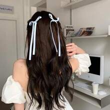 12 件装蝴蝶结发夹，带长尾，流苏丝带小蝴蝶结爪夹，蝴蝶结缎带发夹，女童幼儿发饰 - 彩色 - 查看 4