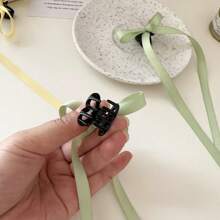 12 件装蝴蝶结发夹，带长尾，流苏丝带小蝴蝶结爪夹，蝴蝶结缎带发夹，女童幼儿发饰 - 彩色 - 查看 3