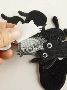 6 Piezas Remiendo Bordado De Tela De Gato Negro Para Ropa Diy, Pantalones, Sombreros, Bolsos, Zapatos, Estuches Para Teléfonos, Etc.