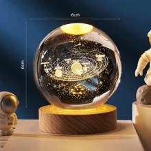 3D Solar System Crystal Ball Night Light 2.37 Inch Crystal Ball Night Light With Wooden Base Colors ,As A Gift For Birthday , Astronomy Space Gifts Solar System Model(Solar System) - Clear - View 6