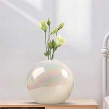 圓形彩色花瓶,陶瓷花瓶裝飾,輕奢風格,高端客廳,花藝擺放,餐桌,花器,水培桌面裝飾,室內外陽台花瓶,彩虹釉面 - 粉色 - 查看 1