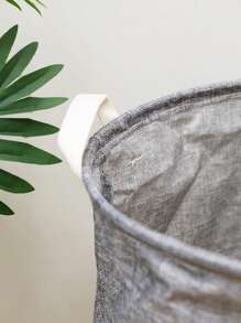 1個折疊布料洗衣籃衣服玩具收納盒,家用 - 灰色 - 查看 4