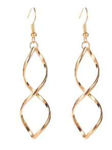 1 對歐美風格螺旋彎鉤波浪曲線吊墜耳環,金屬光澤表面,適合女士日常佩戴 - 扭扭耳勾 - 查看 5