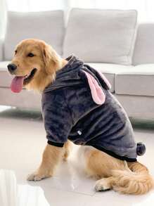 Rabbit Ear Decor Pet Hoodie - Grey - View 9