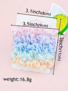 1set/5pcs Girls' Spring Pastel Color Mixed Flower Printed Mesh Material Hair Tie, For Daily Use - Multicolor - View 4
