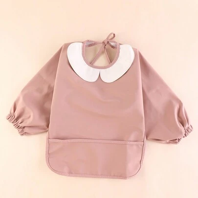 Trẻ sơ sinh Bib , Vòng cổ Không thấm nước Tay áo dài Da giả Có thể mặc đảo ngược Bib Chống bẩn Quần áo Đối với Trẻ em
