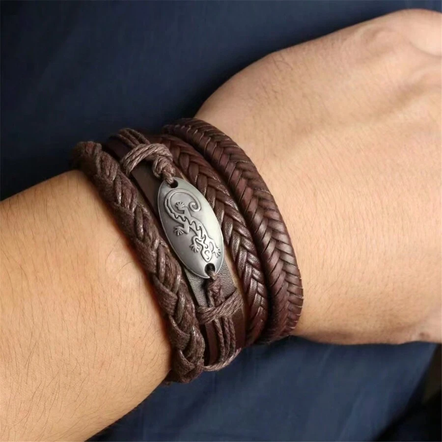 4入組朋克風格戶外休閒男士手鍊。簡約禮物 - style 1 - 查看 1