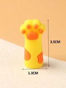 2Pcs Cute Cartoon Yellow Cat Paw Silicone Nipper Cover Protective Sleeve Nail Manicure Pedicure Tools Cuticle Scissors Dead Skin Tweezers Cap - Yellow - View 3