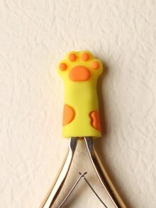 2Pcs Cute Cartoon Yellow Cat Paw Silicone Nipper Cover Protective Sleeve Nail Manicure Pedicure Tools Cuticle Scissors Dead Skin Tweezers Cap - Yellow - View 4