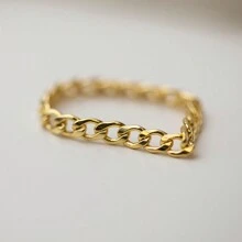 1入組鈦鋼戒指，時尚簡約，適合日常佩戴，鈦鋼材質不易褪色，金色，尺寸 5/6/7/8/9/10 - nk - 查看 2