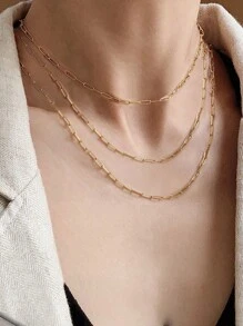 FOREVER QUEEN 925 Sterling Silver Paperclip Chain Necklace Minimalist Necklace Simple Long Chunky Link Necklace Jewelry Gift For Women Girls Holiday