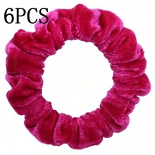 6/10 件/批 天鹅绒女士女孩发圈弹性发带 多色混合纯色时尚马尾辫固定发带配饰发圈 适合日常使用 - 彩色 - 查看 33
